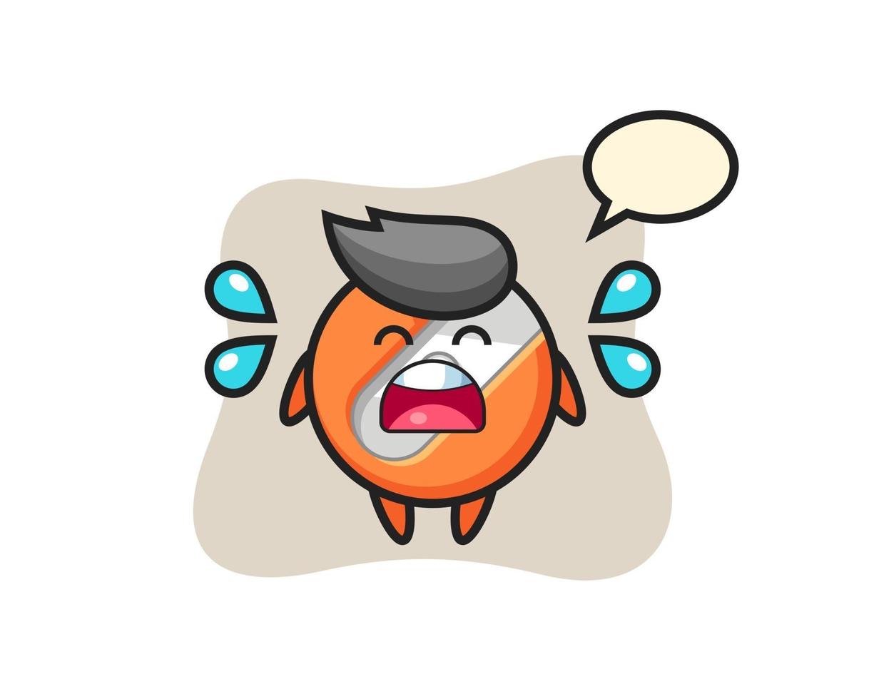 pencil sharpener cartoon illustration with crying gesture vector
