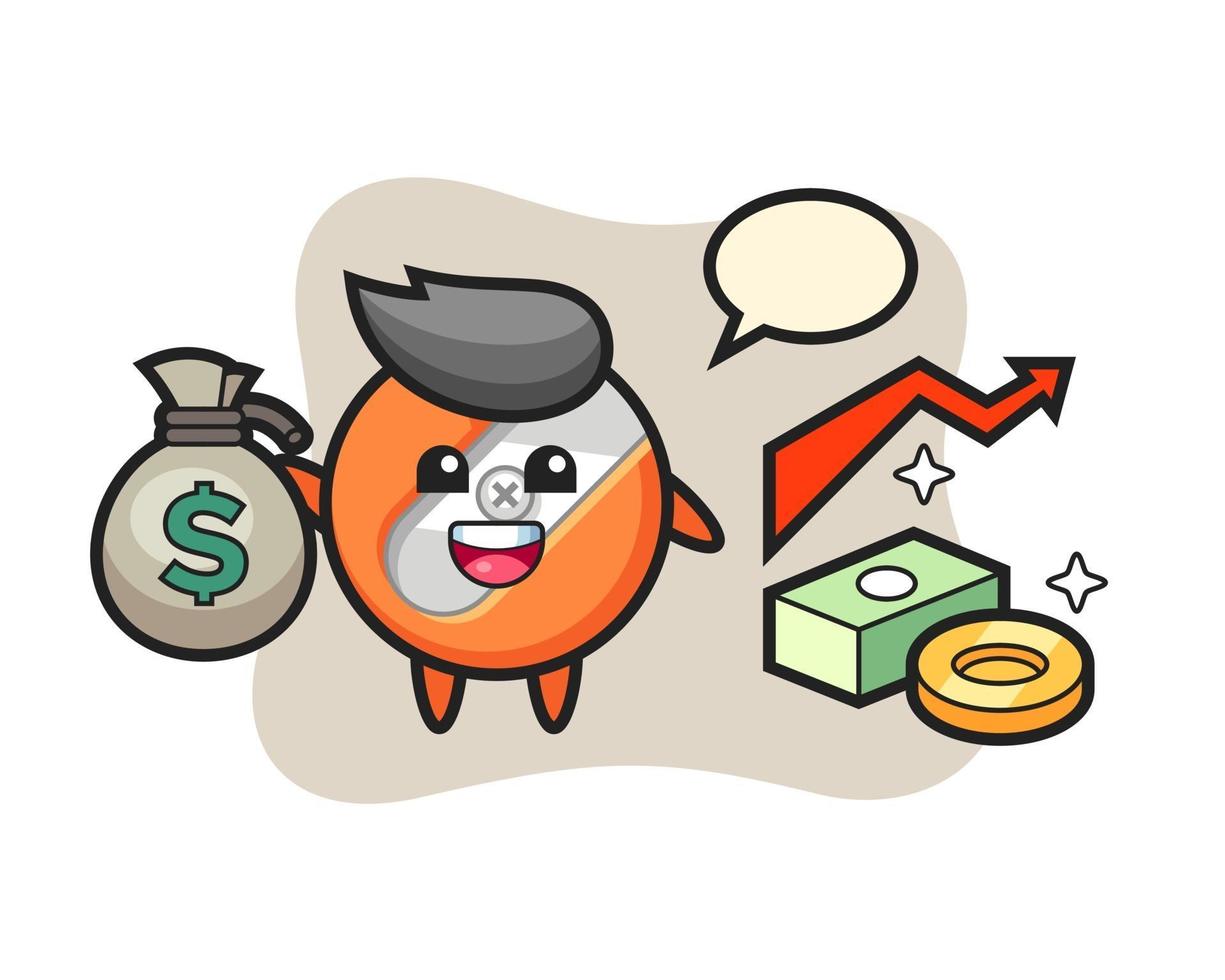 pencil sharpener illustration cartoon holding money sack vector