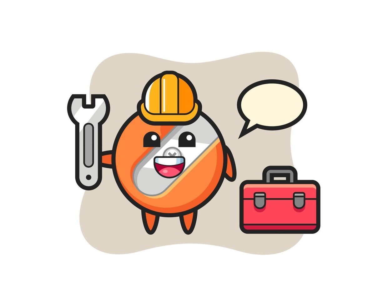 Mascot cartoon of pencil sharpener as a mechanic vector