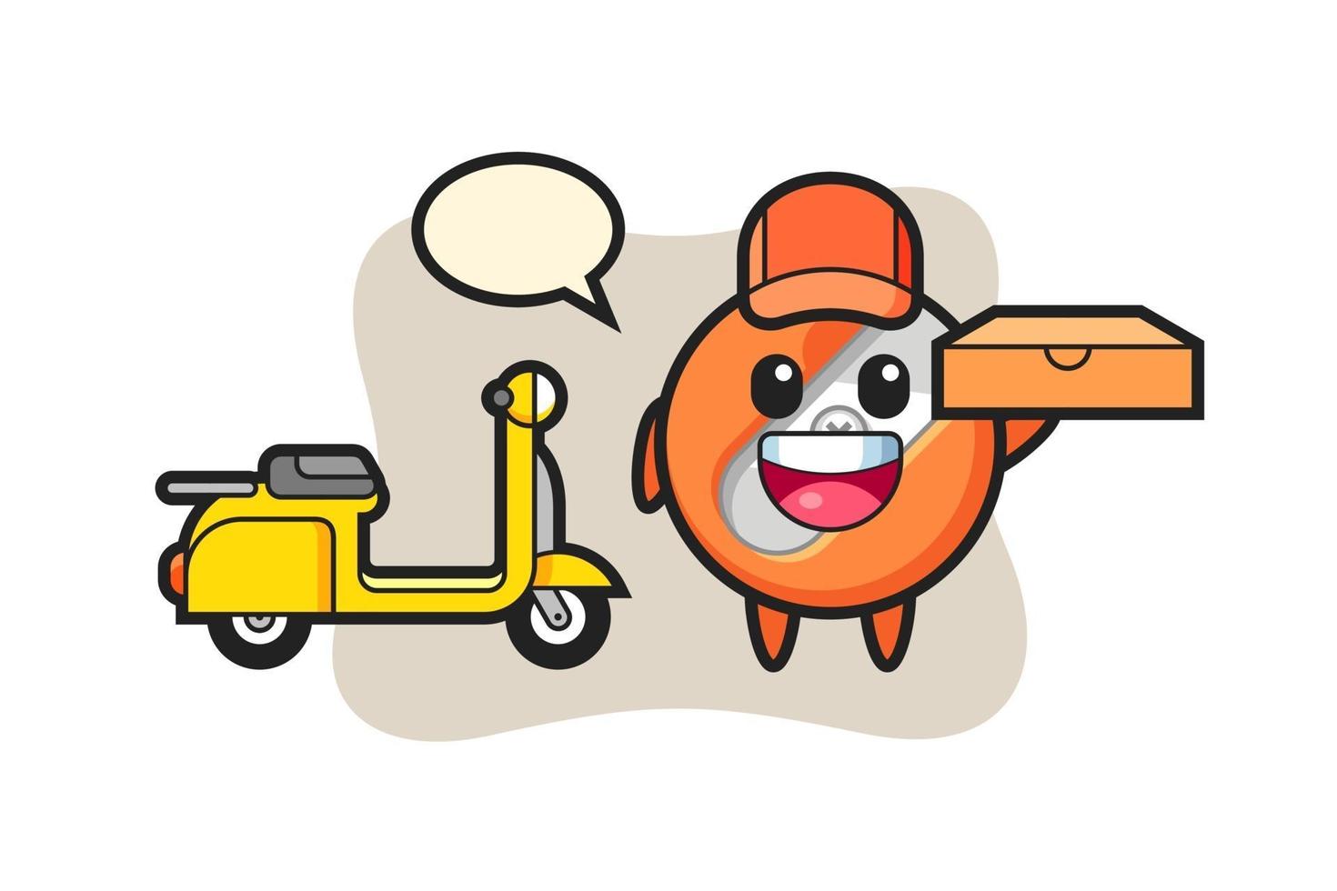 Character Illustration of pencil sharpener as a pizza deliveryman vector