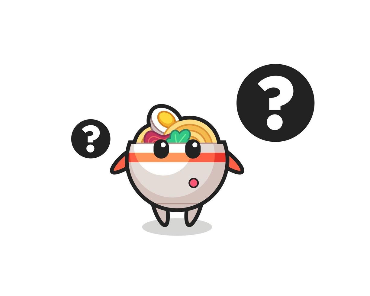 Cartoon Illustration of noodle bowl with the question mark vector