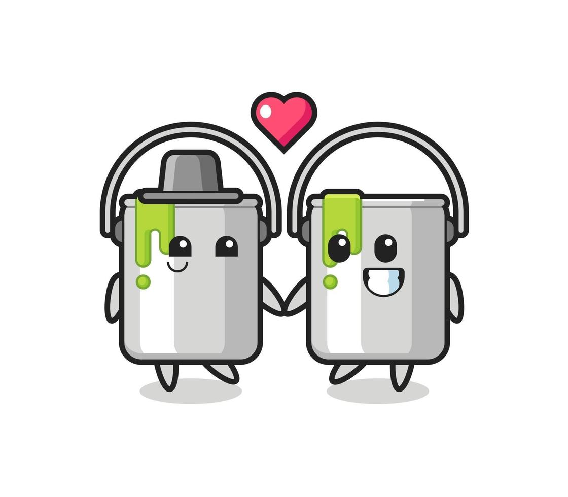 paint tin cartoon character couple with fall in love gesture vector