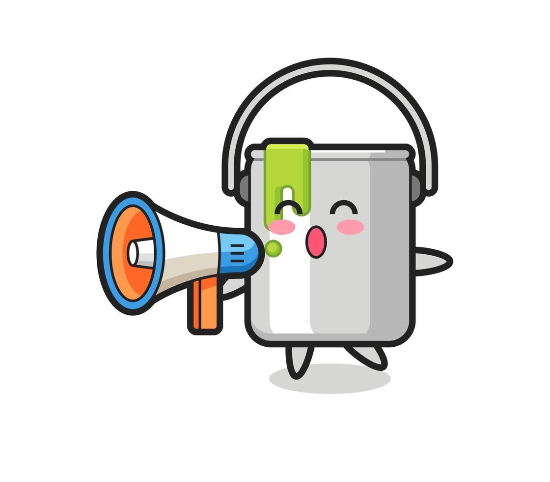 paint tin character illustration holding a megaphone vector