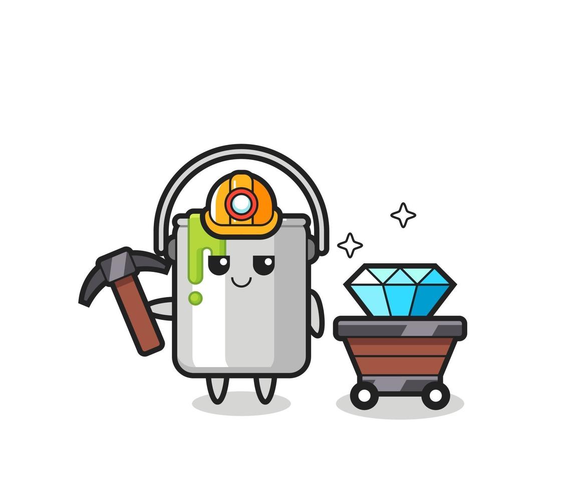 Character Illustration of paint tin as a miner vector