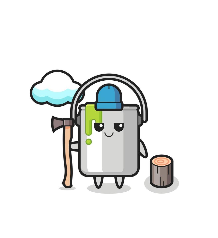 Character cartoon of paint tin as a woodcutter vector