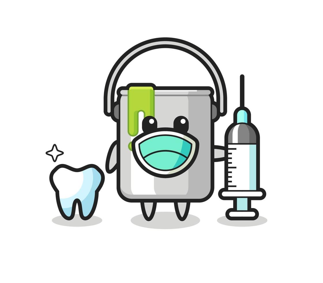 Mascot character of paint tin as a dentist vector