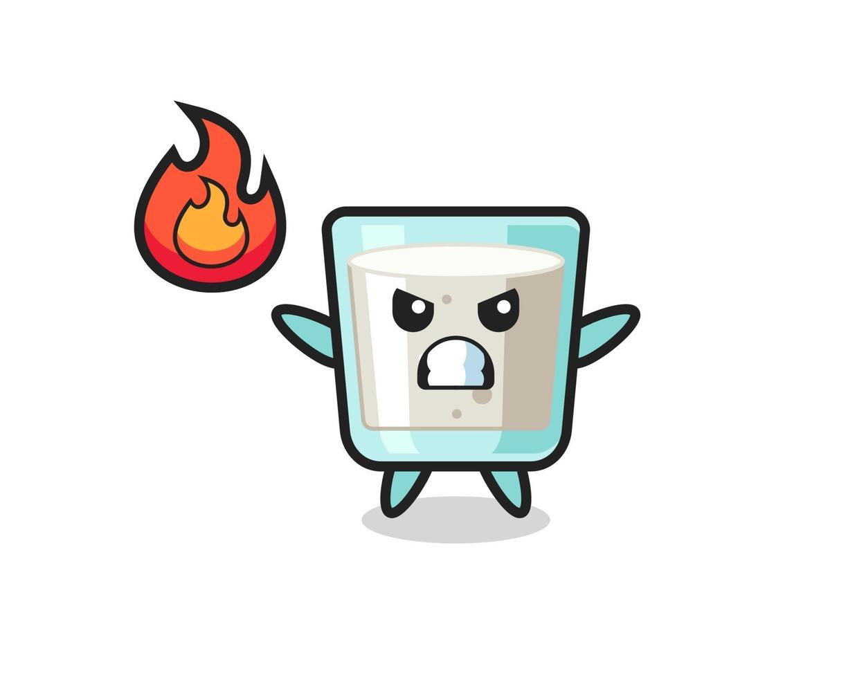 milk character cartoon with angry gesture vector