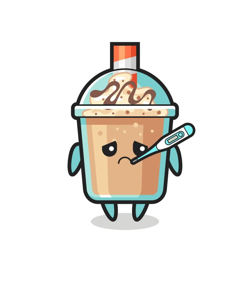 Personaje de mascota de batido con fiebre vector