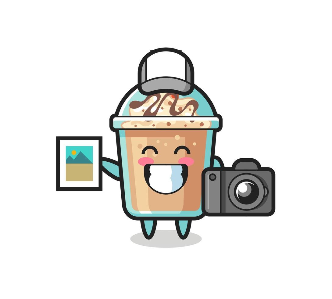 Character Illustration of milkshake as a photographer vector