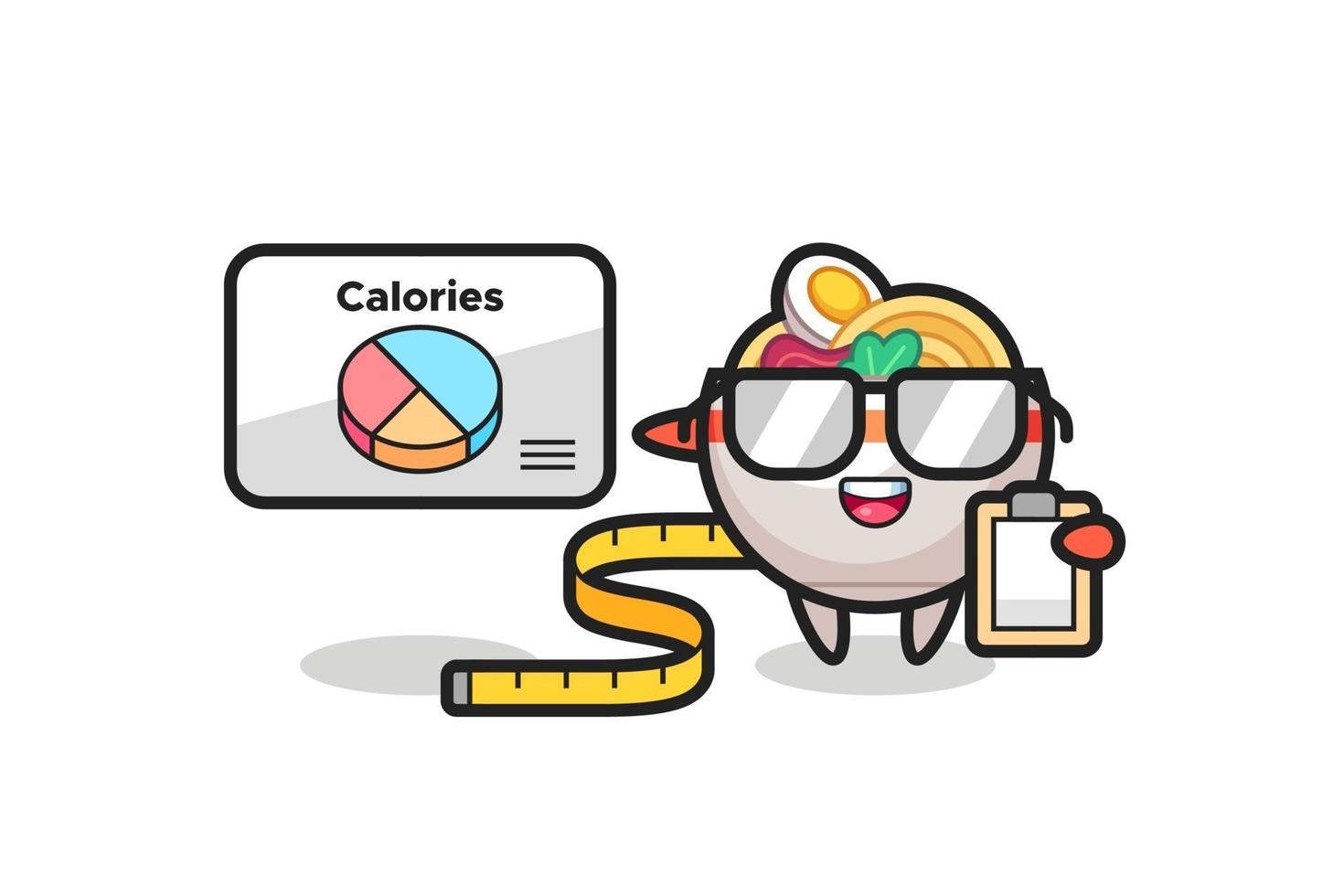 Illustration of noodle bowl mascot as a dietitian vector