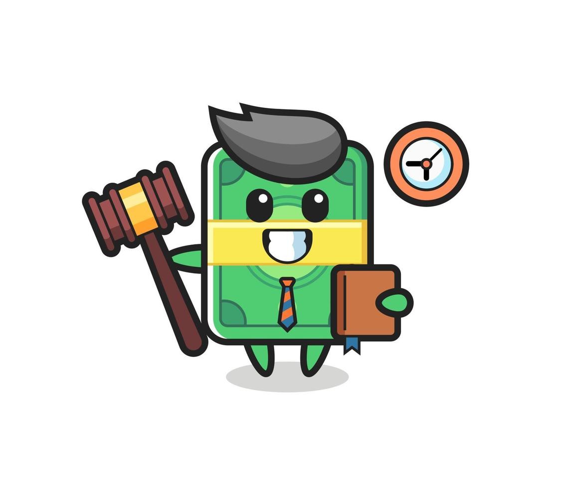 Mascot cartoon of money as a judge vector