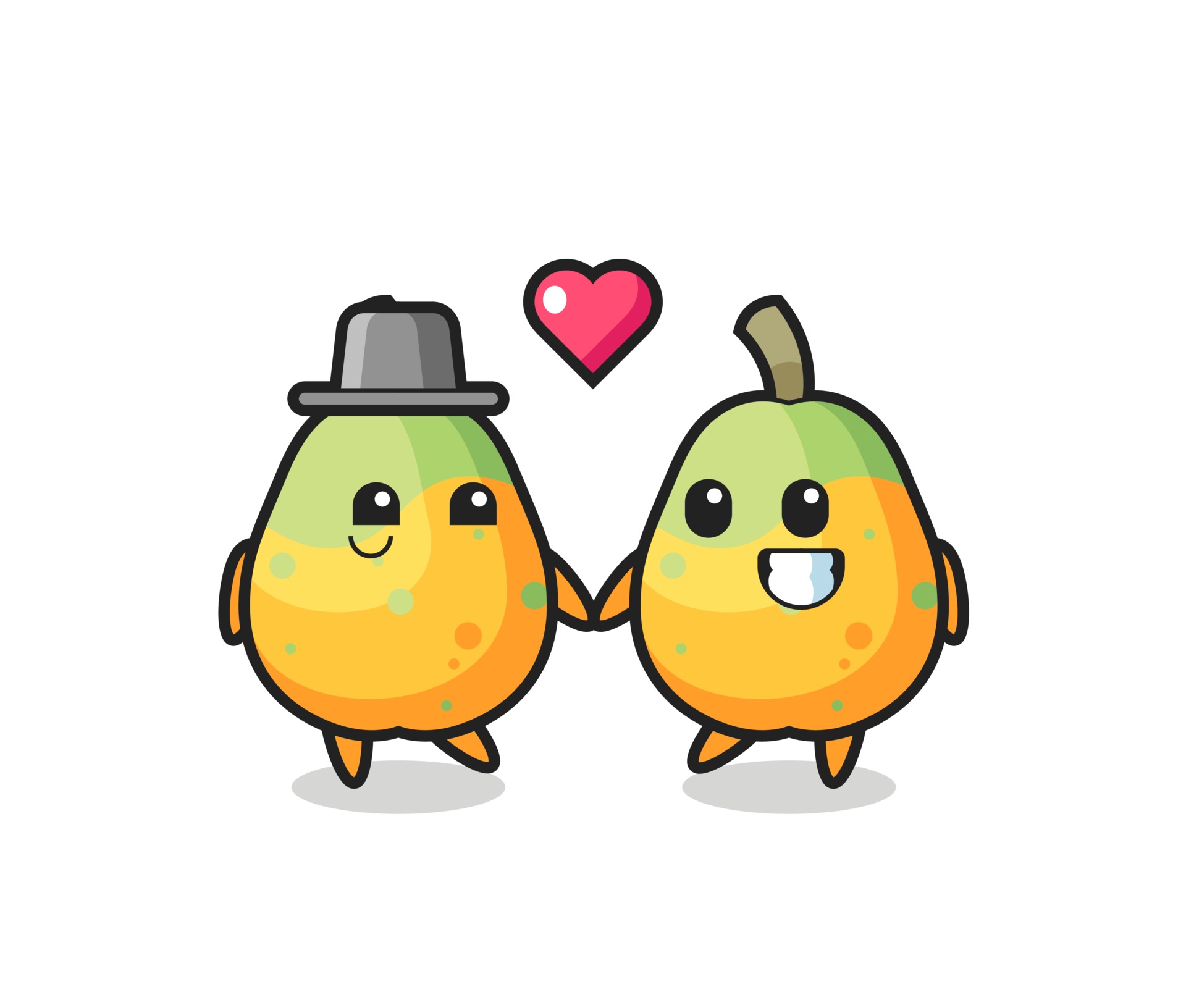 papaya cartoon character couple with fall in love gesture 3291169