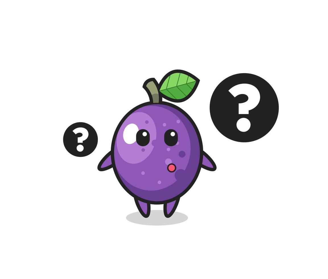 Cartoon Illustration of passion fruit with the question mark vector