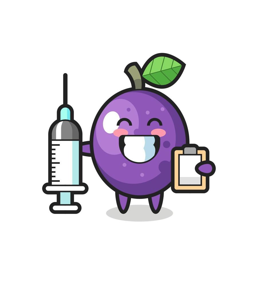 Mascot Illustration of passion fruit as a doctor vector