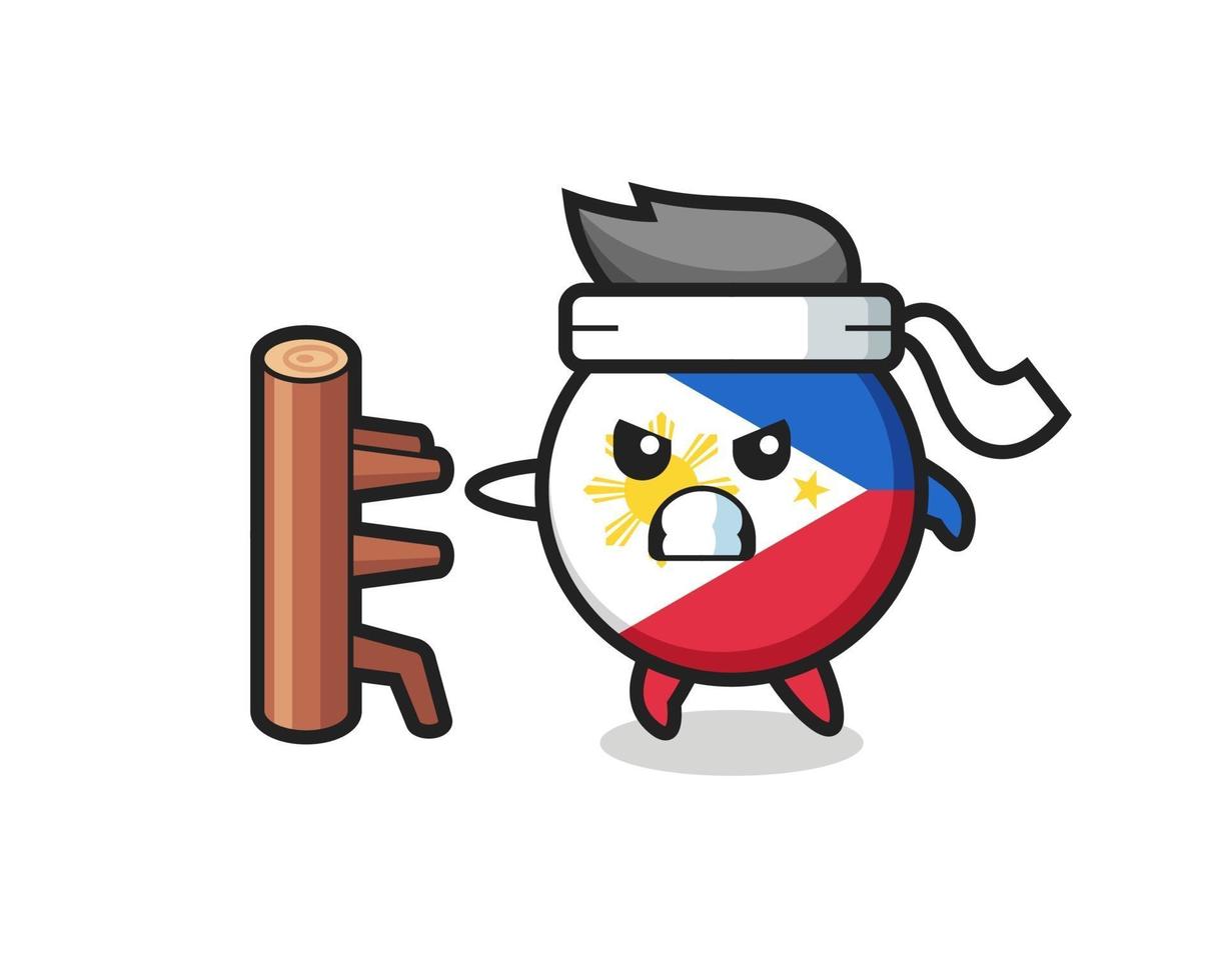 philippines flag badge cartoon illustration as a karate fighter vector
