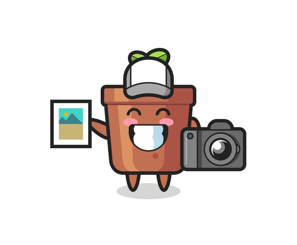 ilustración de personaje de maceta como fotógrafo vector