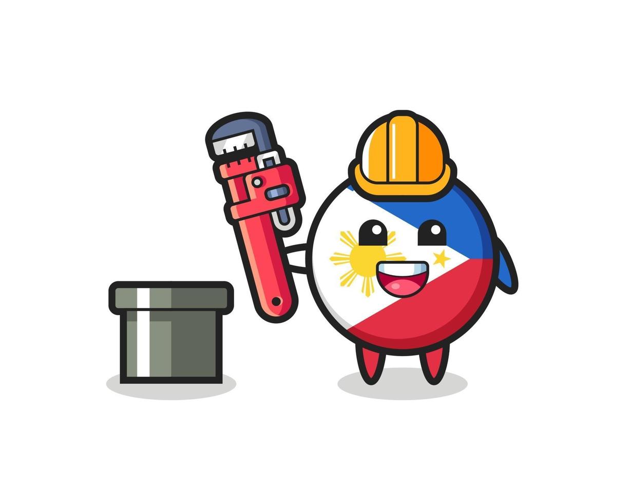Character Illustration of philippines flag badge as a plumber vector