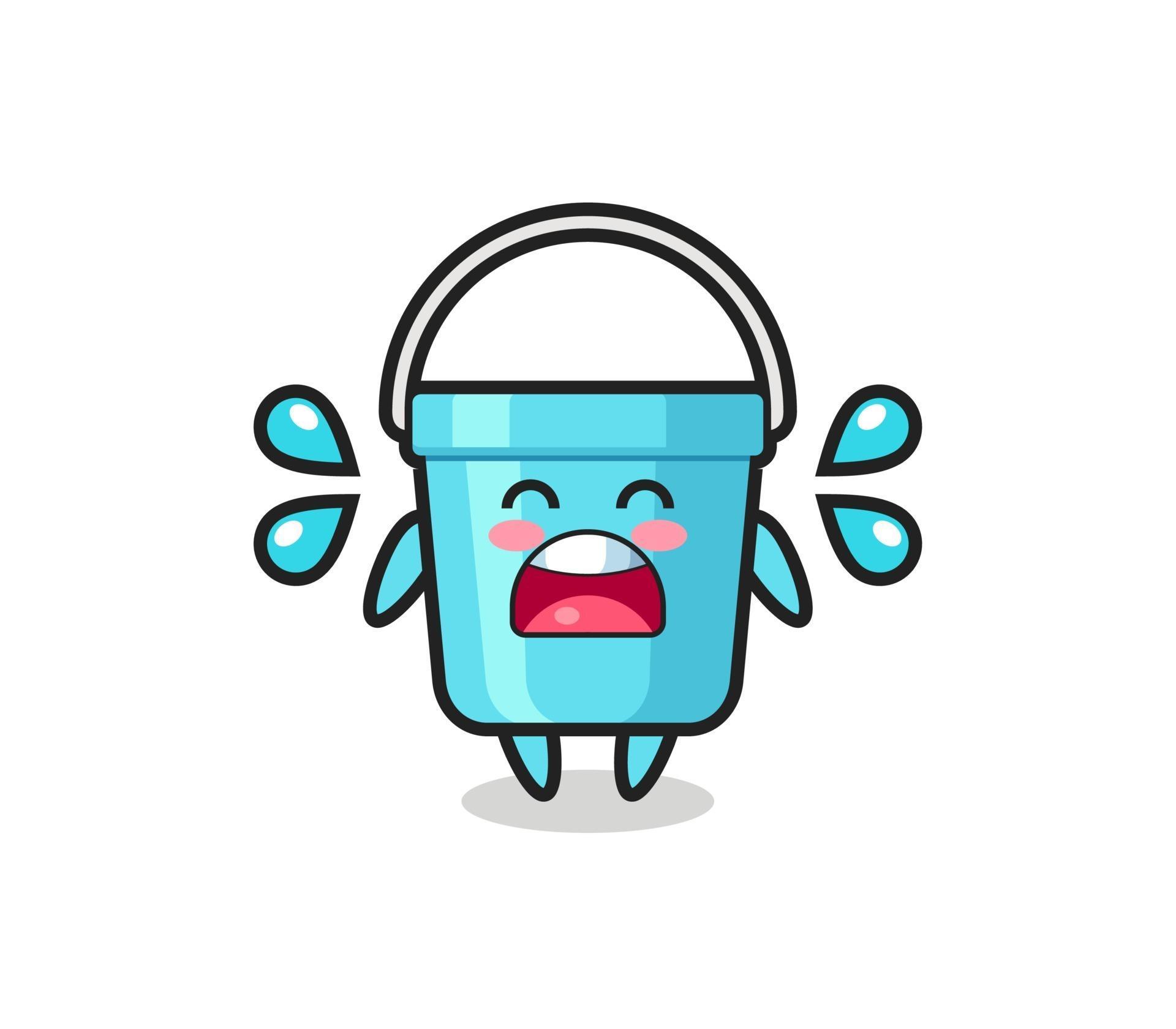 plastic bucket cartoon illustration with crying gesture 3291214 Vector