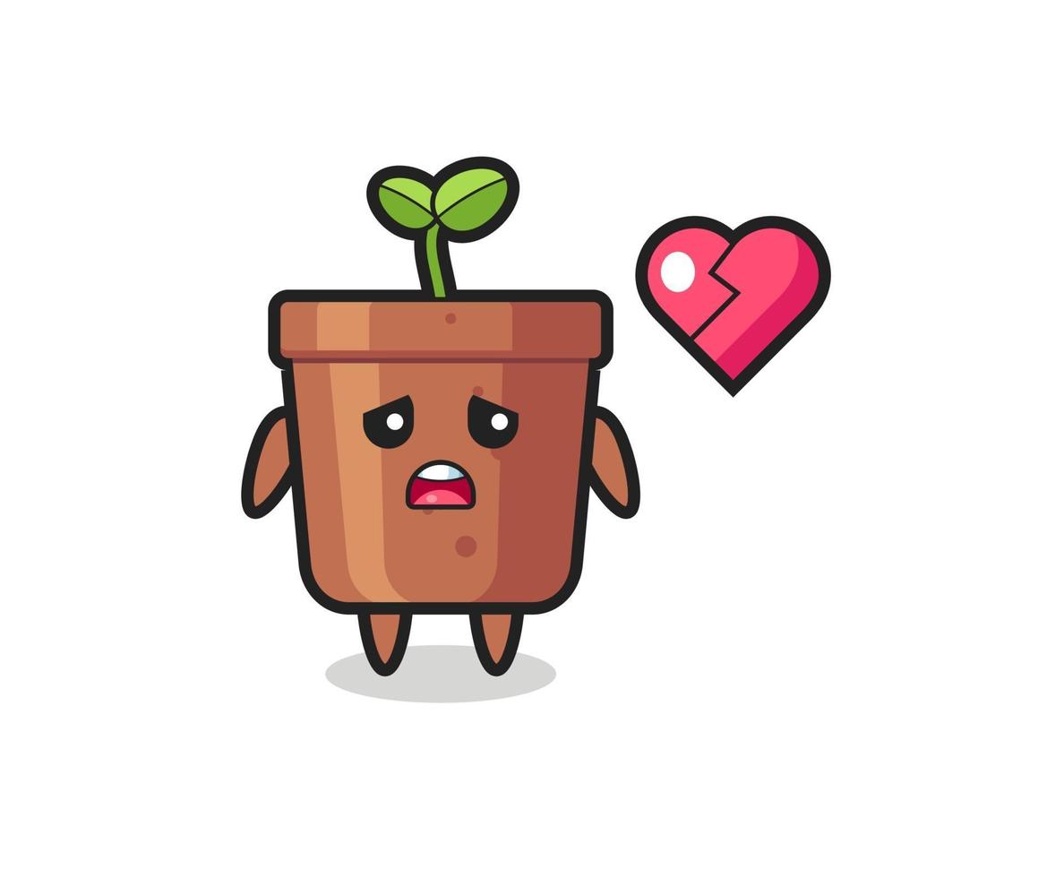 plant pot cartoon illustration is broken heart vector