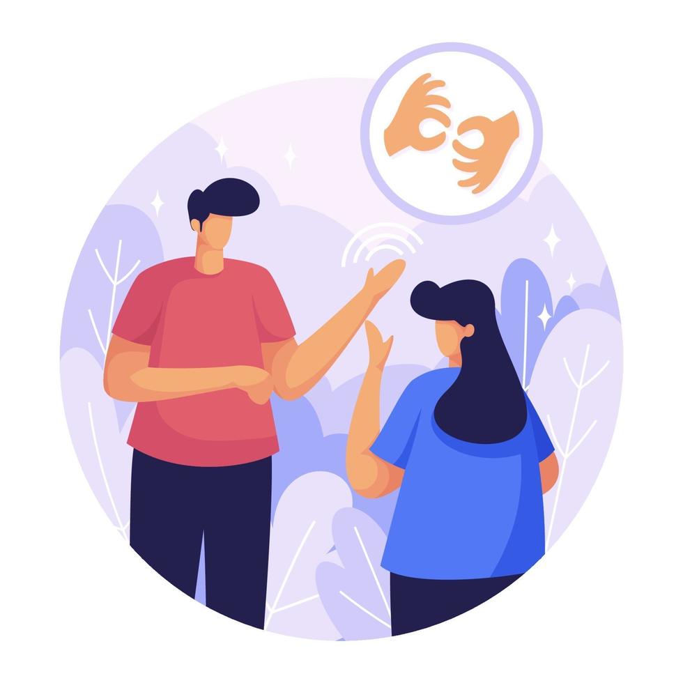 People Communicating using Sign Language vector