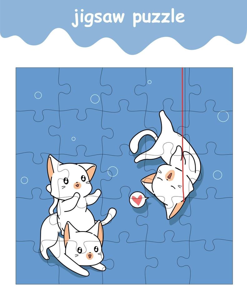 jigsaw puzzle game of cats cartoon vector