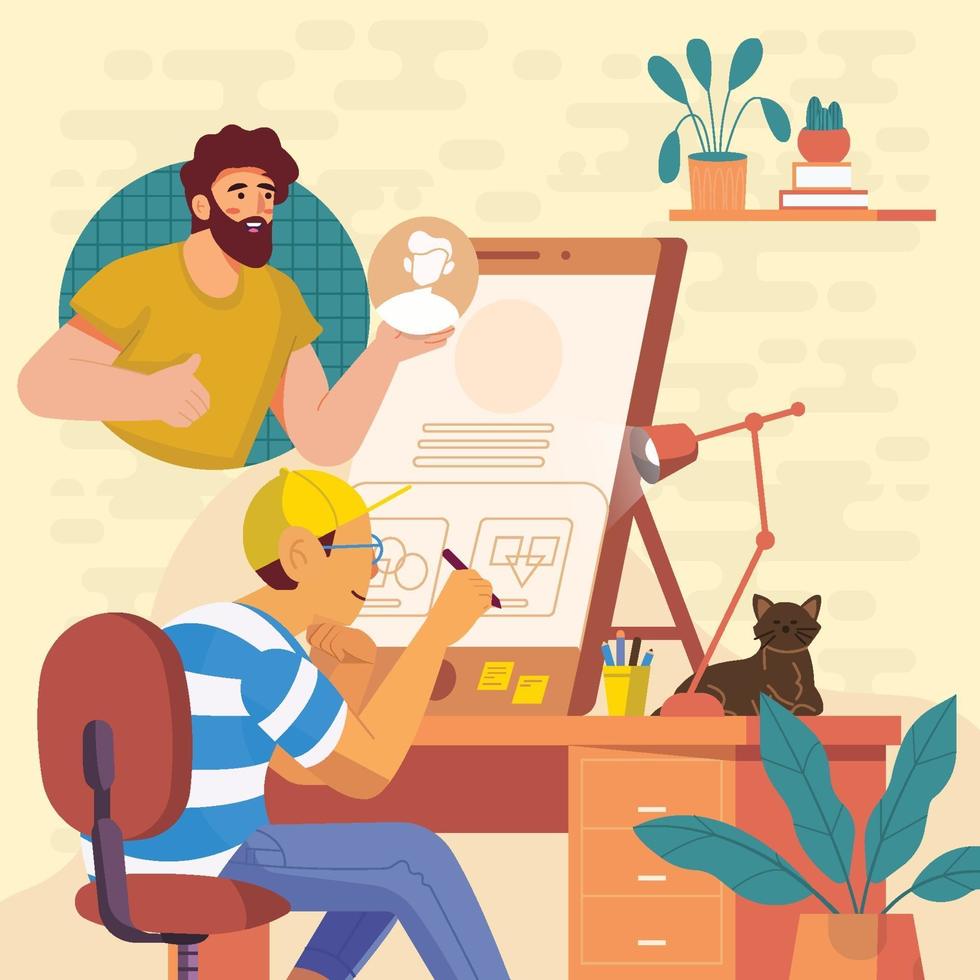 Designer Collaborate With Programmer Concept vector