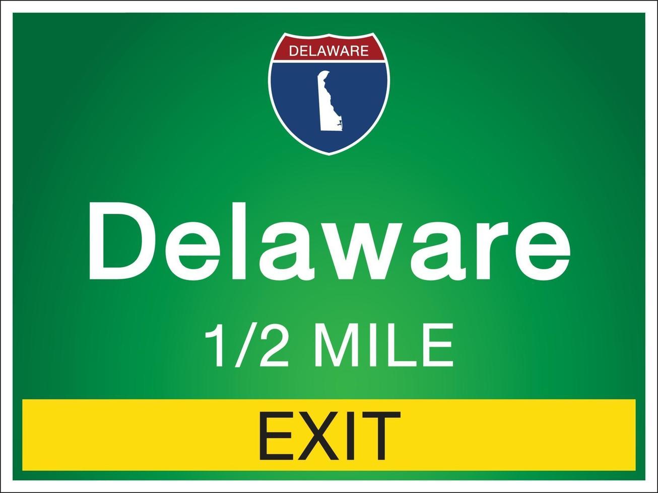 Highway signs before the exit To Delaware state vector