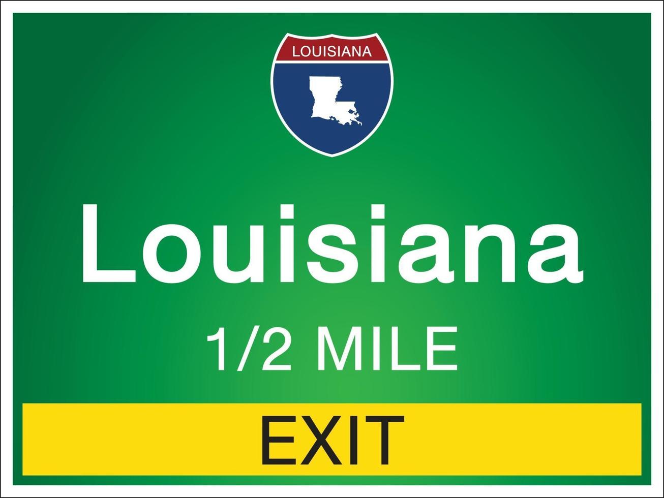 señales de la carretera antes de la salida a información y mapas del estado de louisiana vector