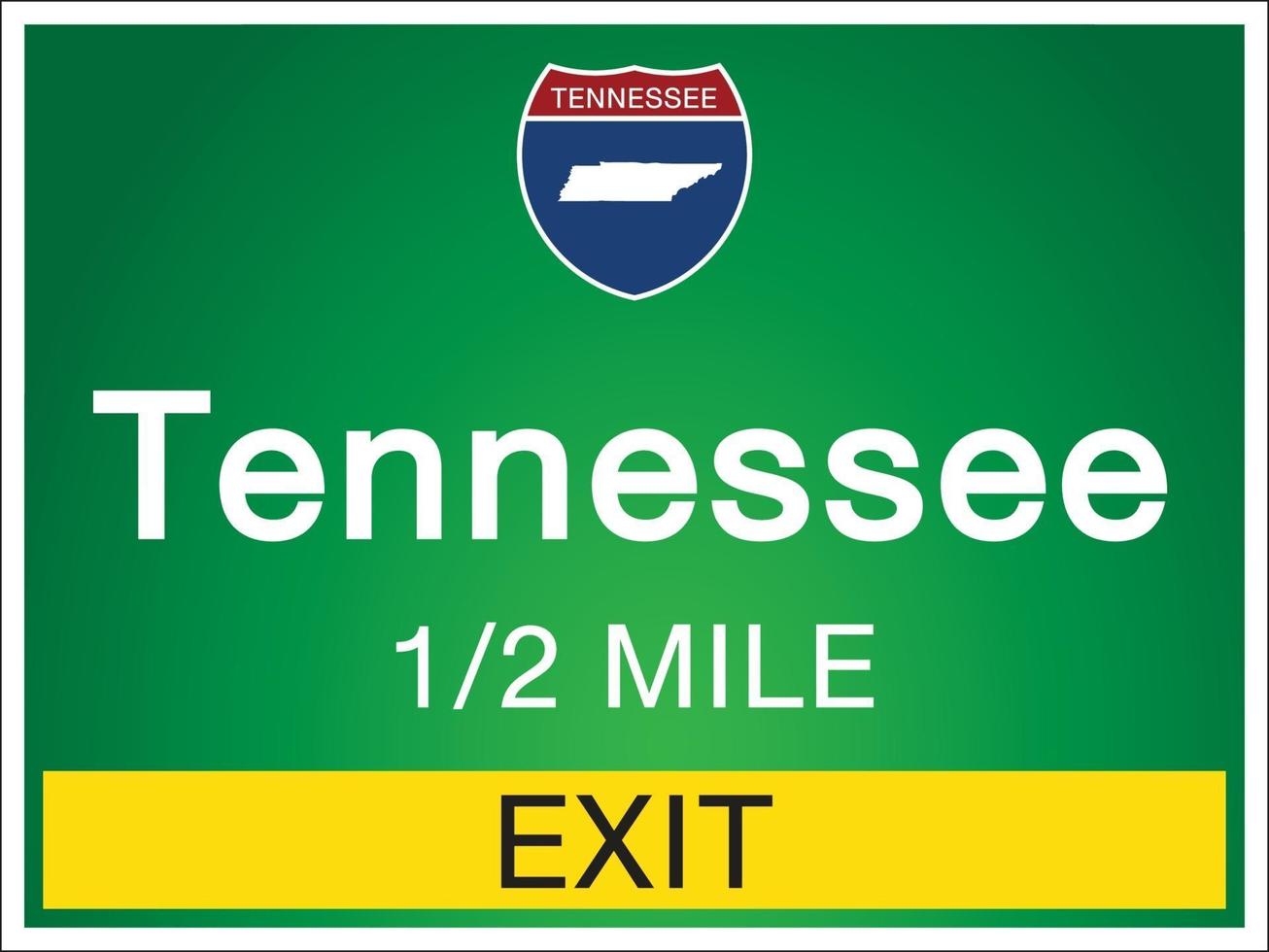 Señales de la carretera antes de la salida a Tennessee de Estados Unidos vector