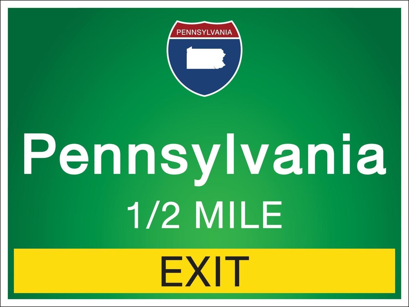 Highway signs before the exit To Pennsylvania Of United States vector