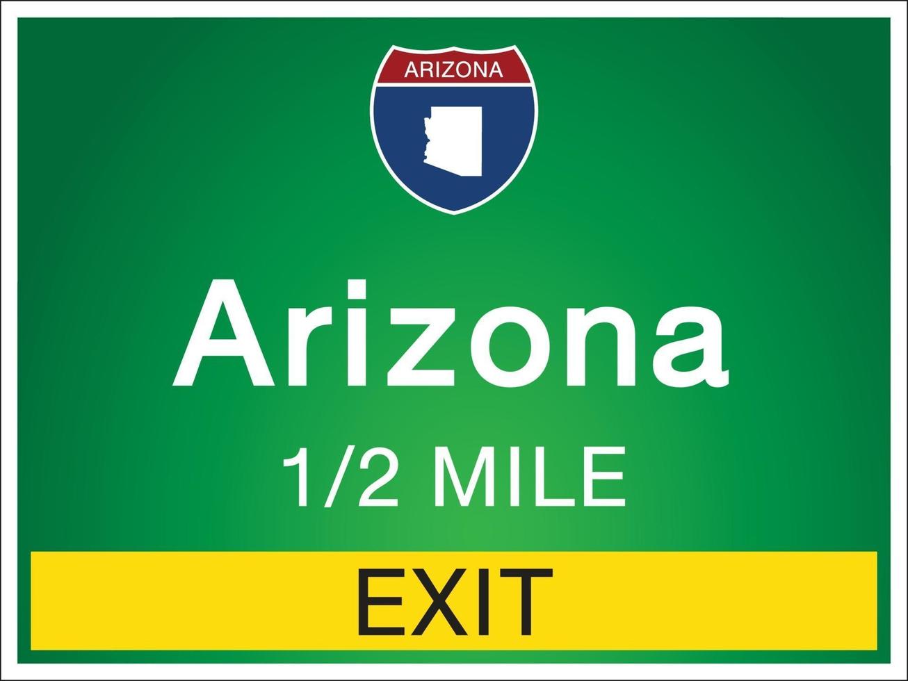 señales de carretera antes de la salida al estado de arizona vector