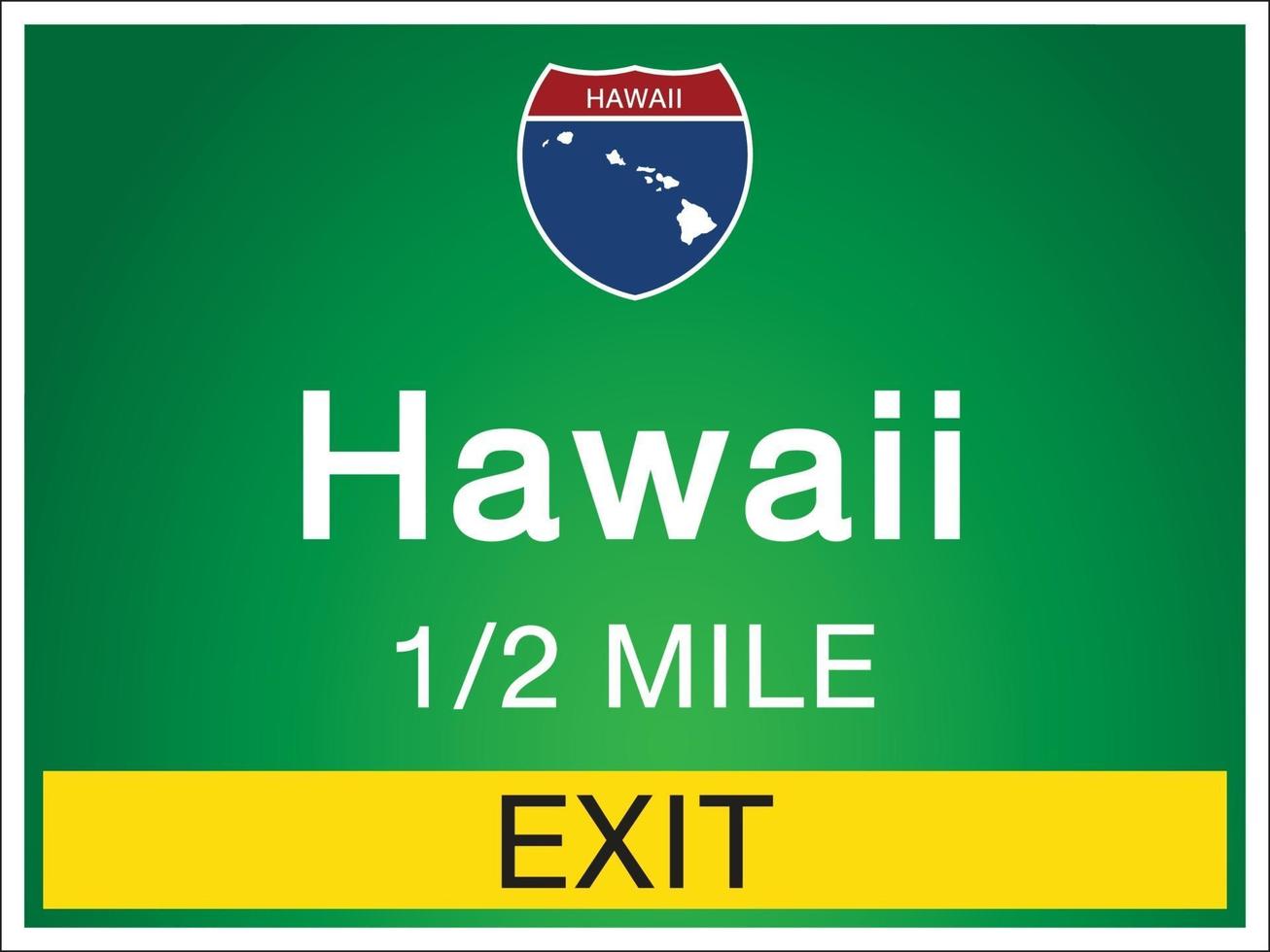 Señales de carretera antes de la salida al estado de Hawaii. vector