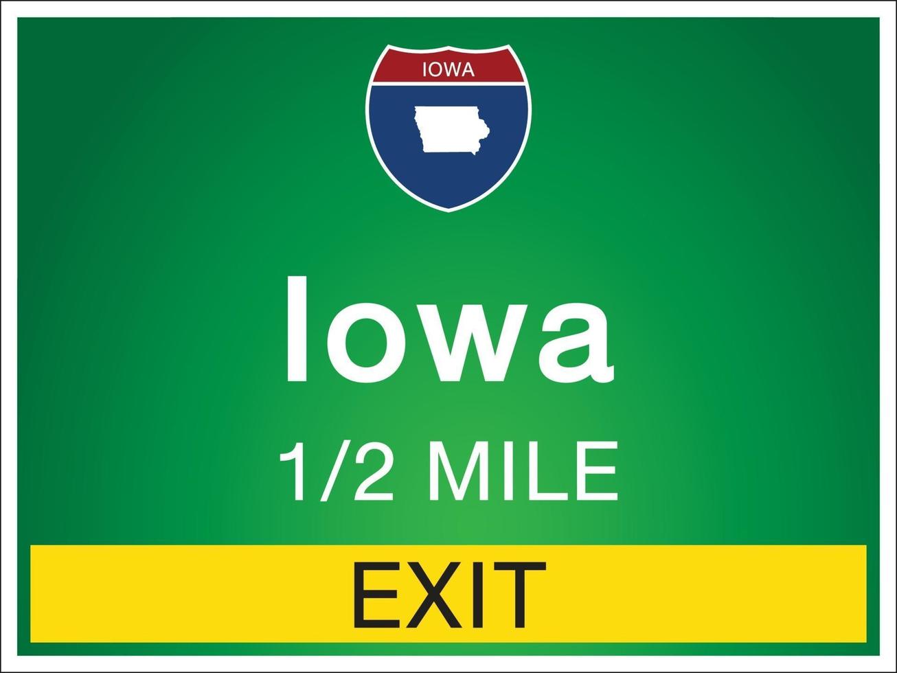 Signage on the highway in Iowa state information and maps vector