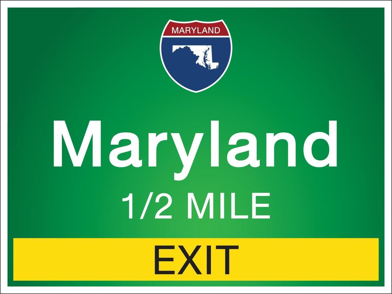 Signage on the highway in Maryland state information and maps vector