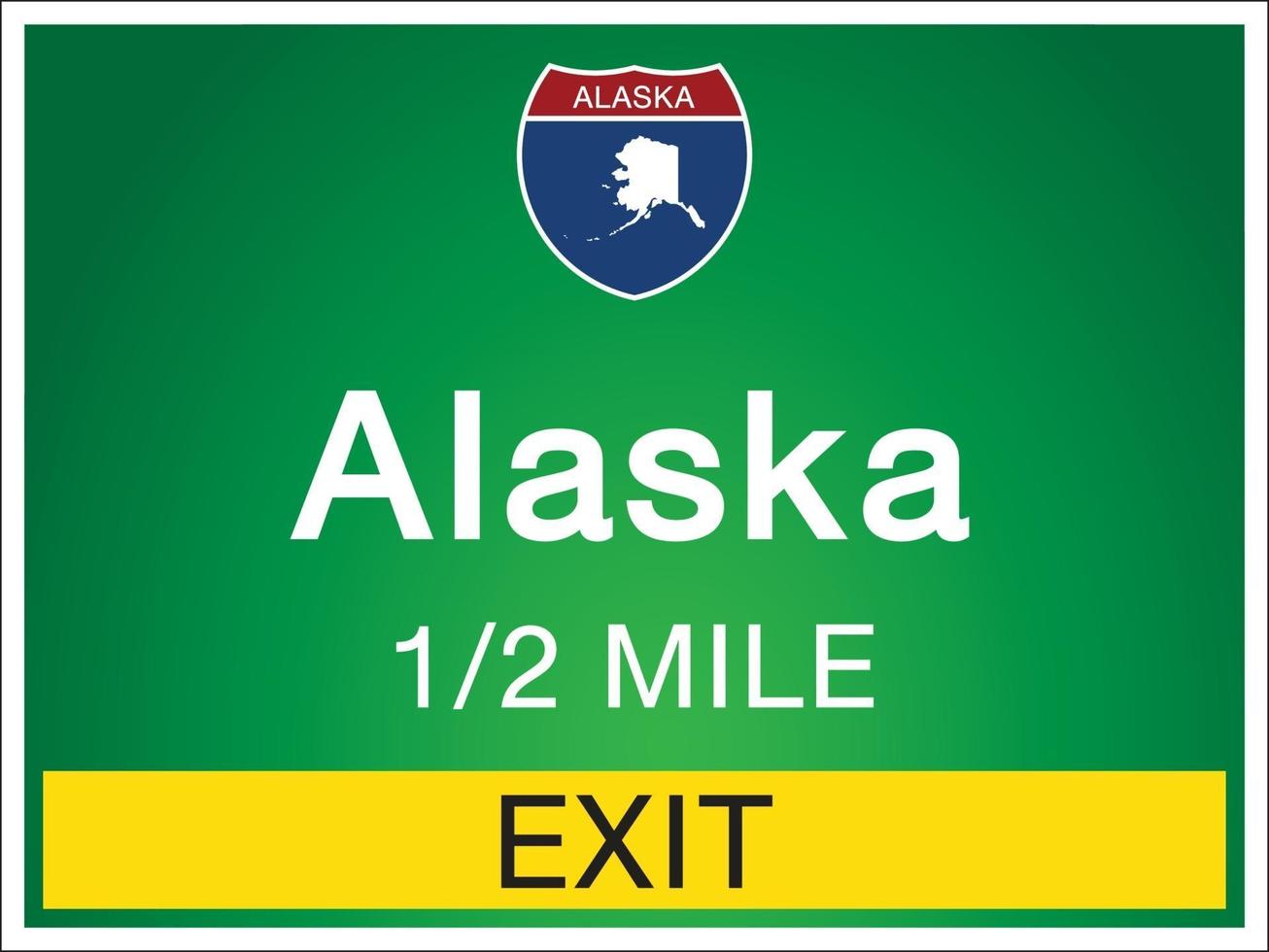 Signage on the highway in Alaska state information and maps vector