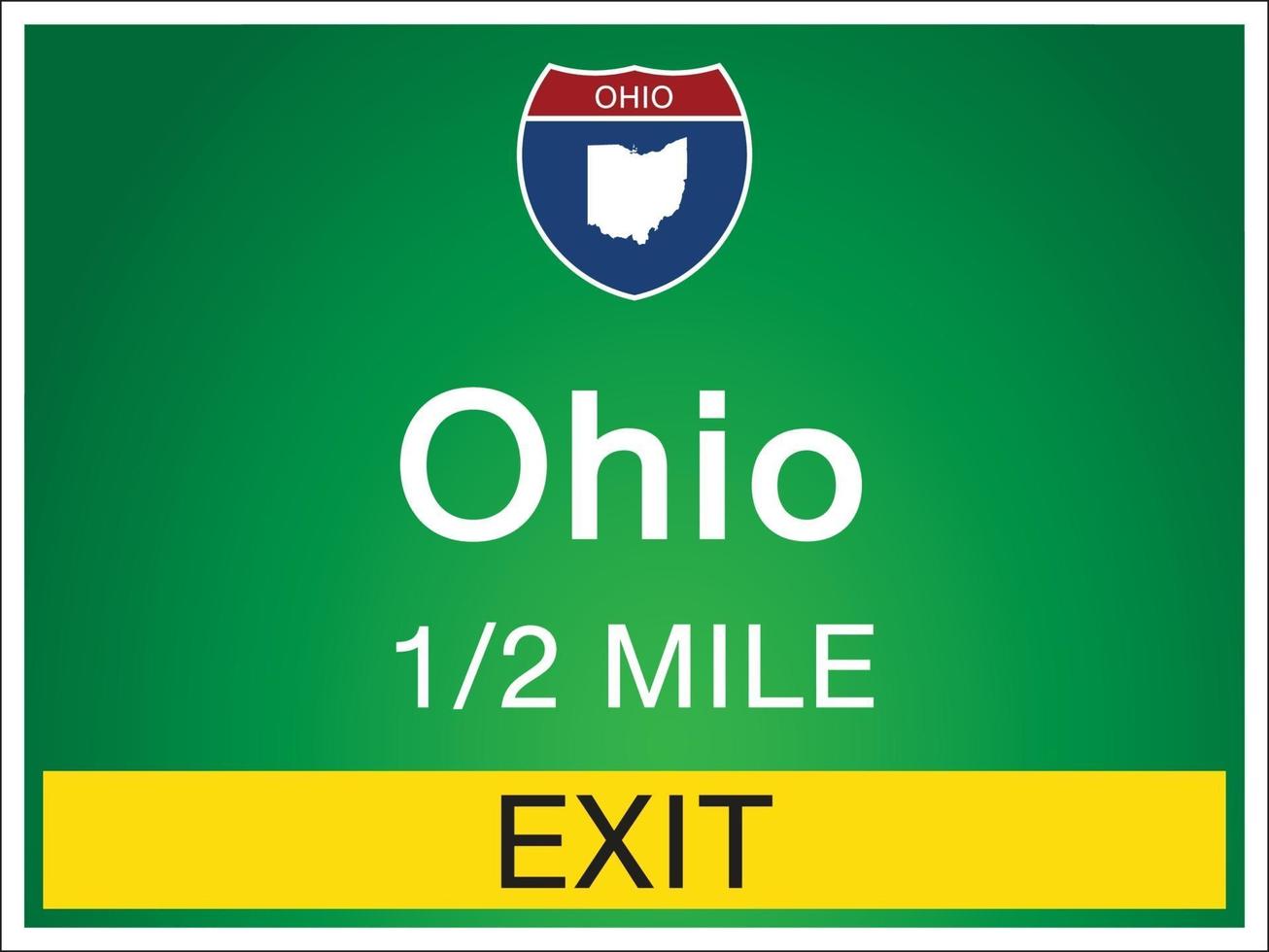 Signage on the highway in Ohio Of United States vector