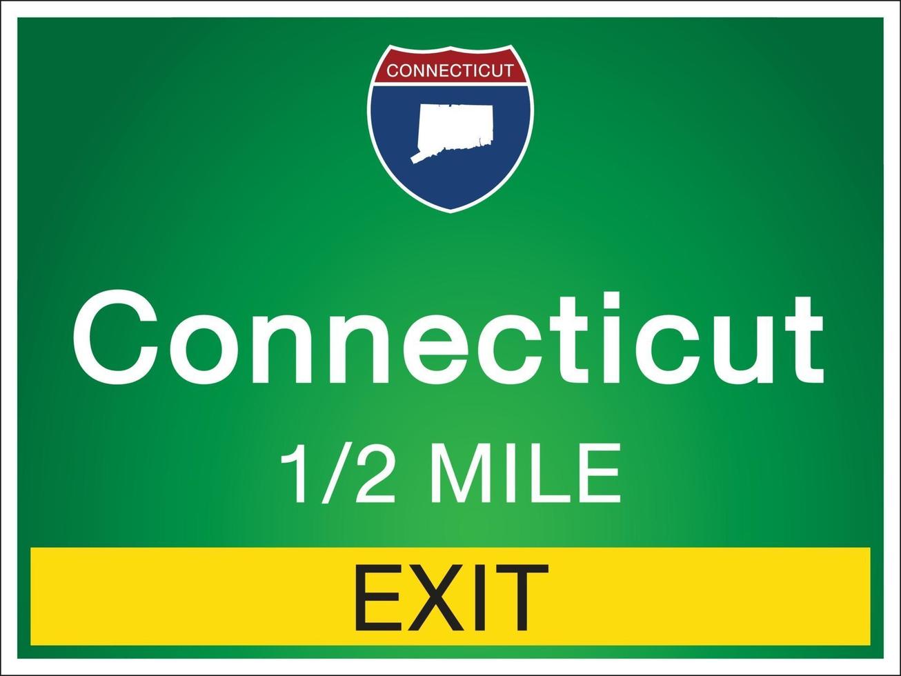 Signage on the highway in Connecticut state information and maps vector