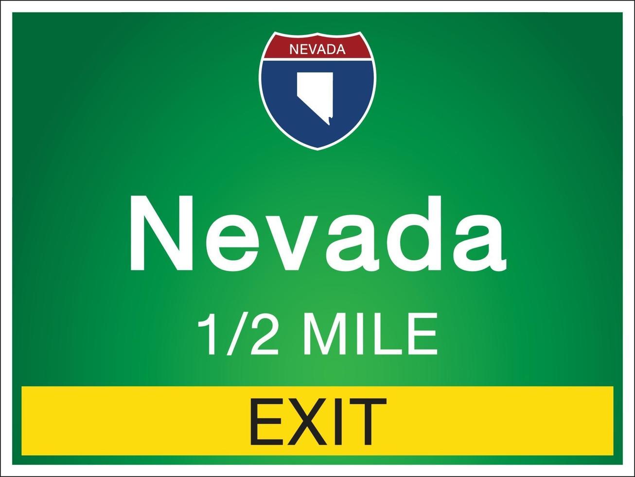Señalización en la autopista en Nevada de Estados Unidos. vector