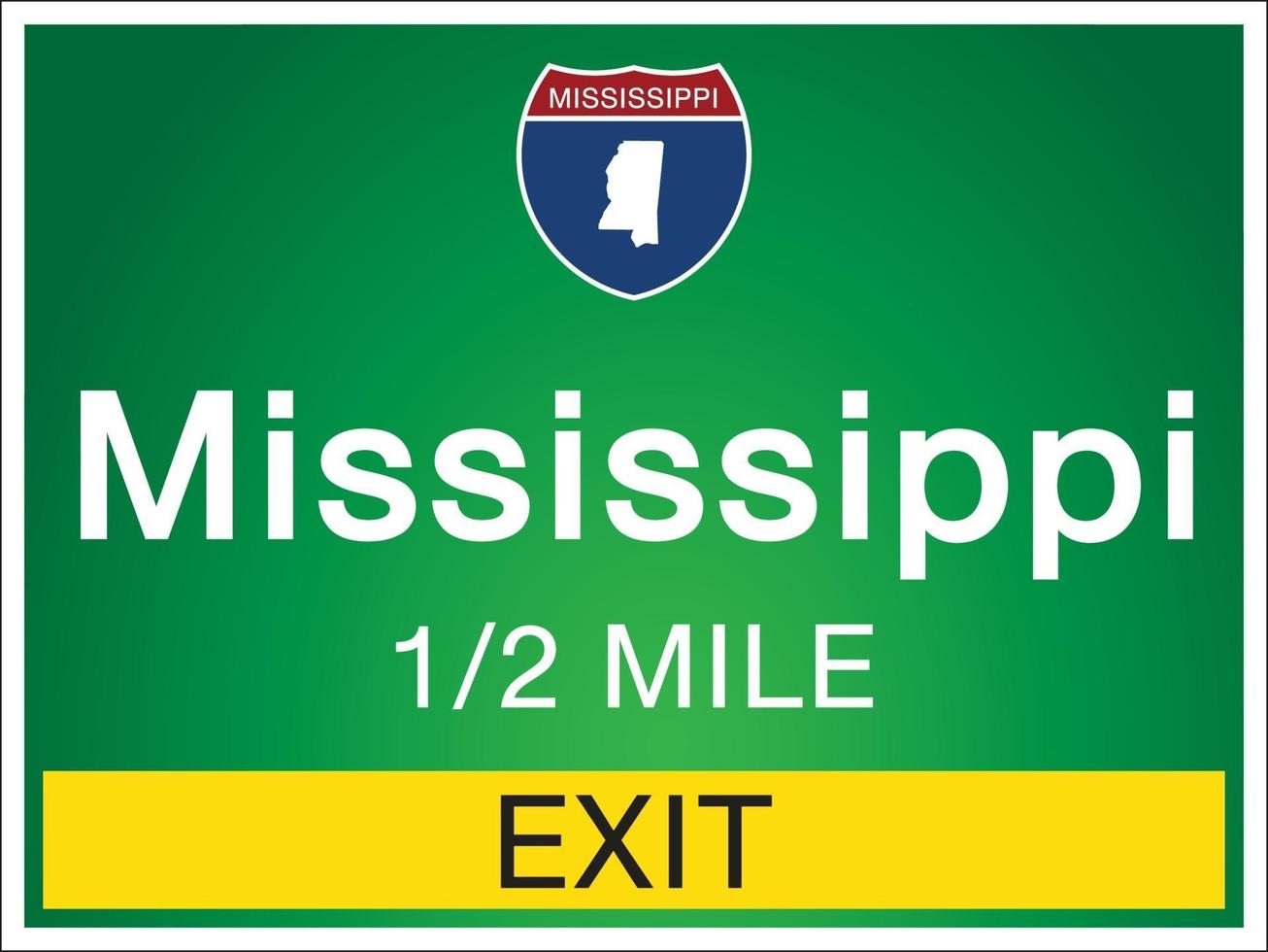 Señalización en la autopista en información y mapas del estado de Mississippi vector