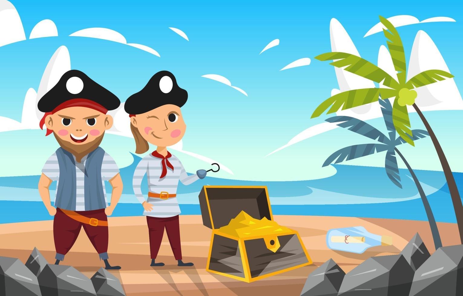 Two Cartoon Pirates Characters vector