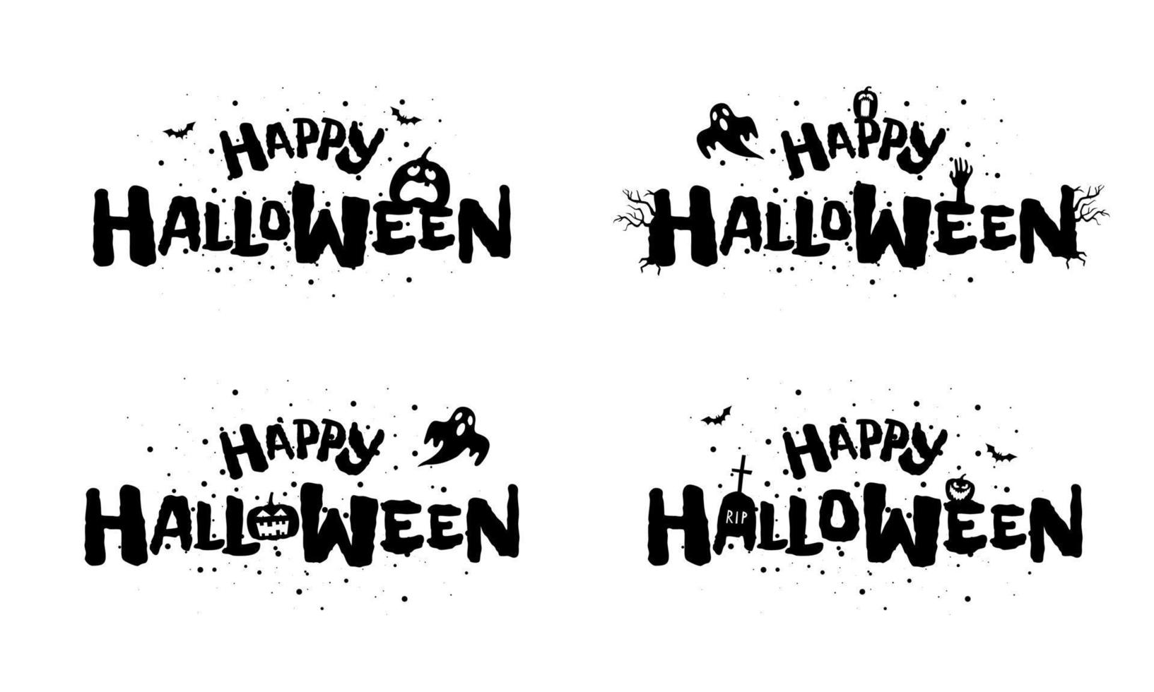 Happy Halloween party holiday hand drawn lettering design vector