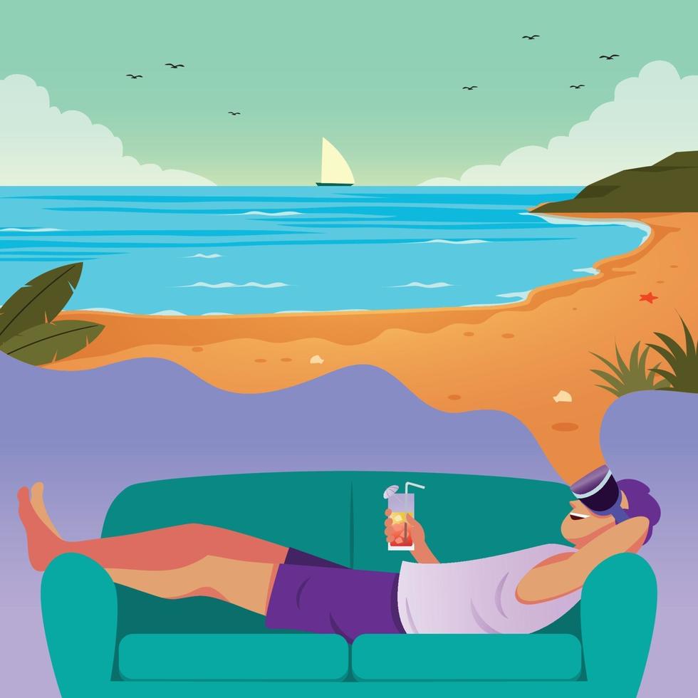 Virtual Vacation on the Beach vector