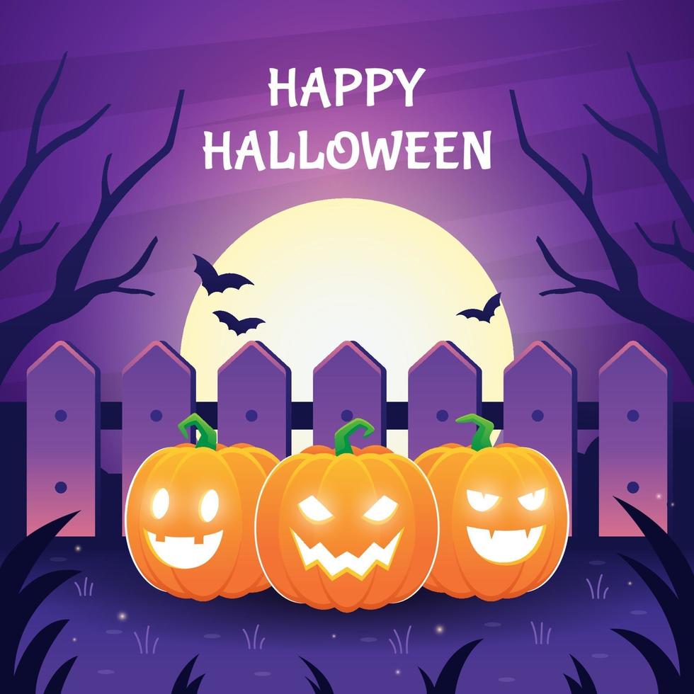 Halloween Festivity with Jack O Lantern and Moon vector