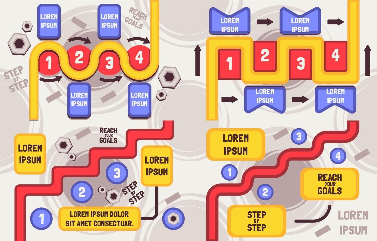 elementos infográficos paso a paso vector