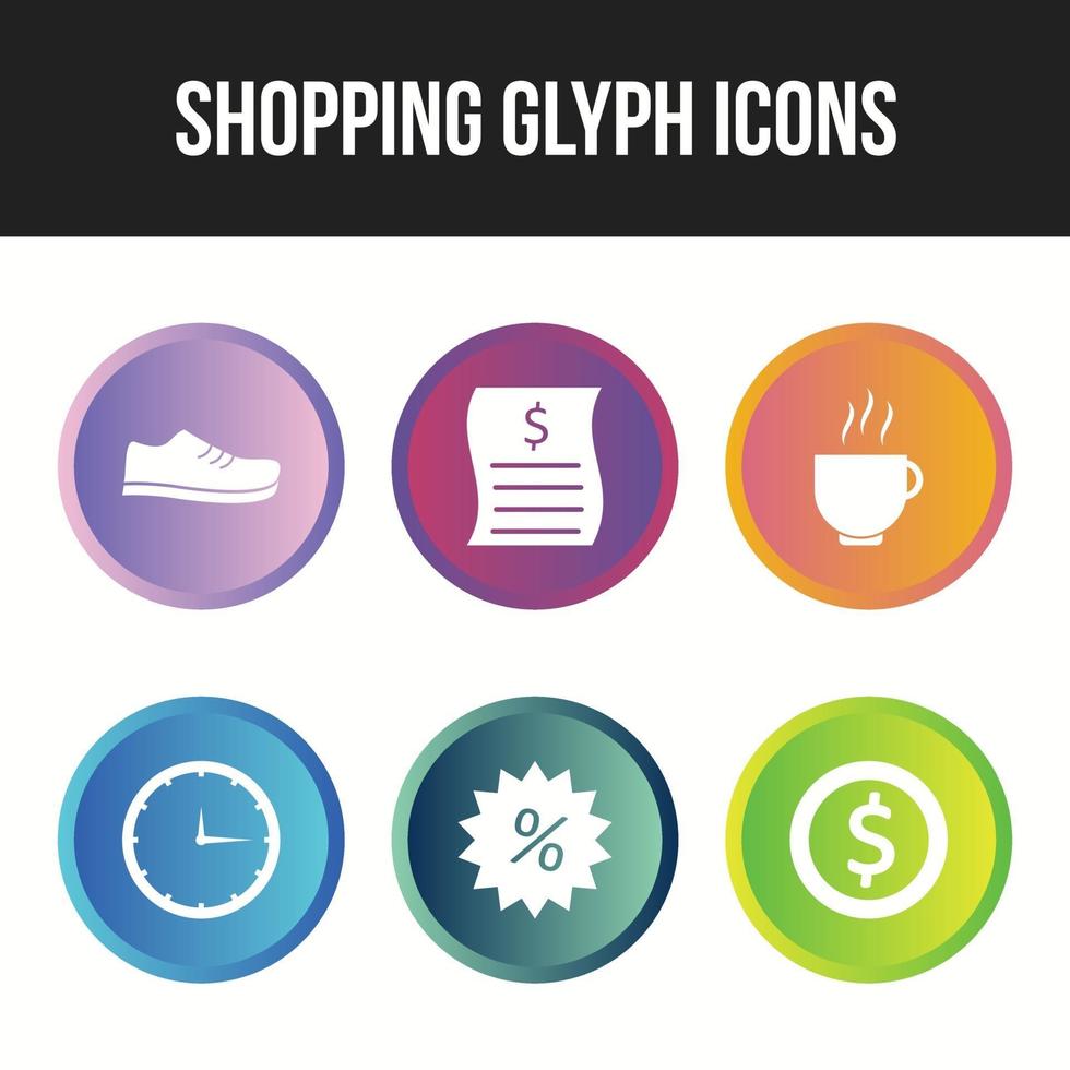 Beautiful six shopping and business glyph icon set vector