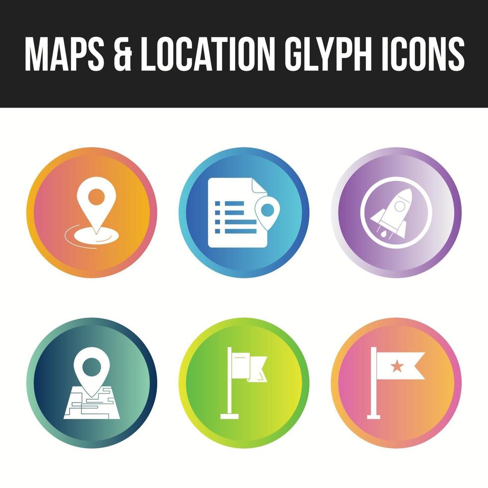 Unique icon set of maps and location glyph icons vector