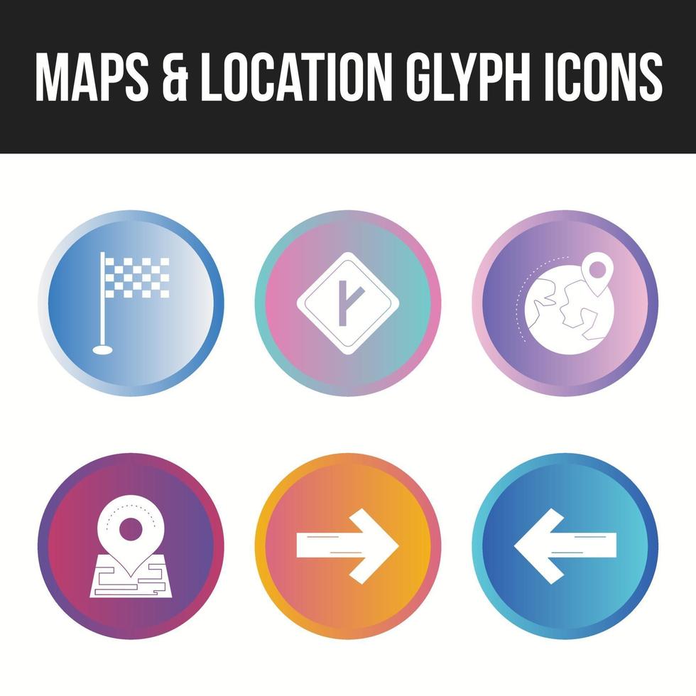 Set of beautiful maps and location glyph icons vector