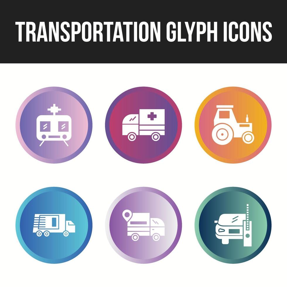 Beautiful transportation unique glyph icon set vector