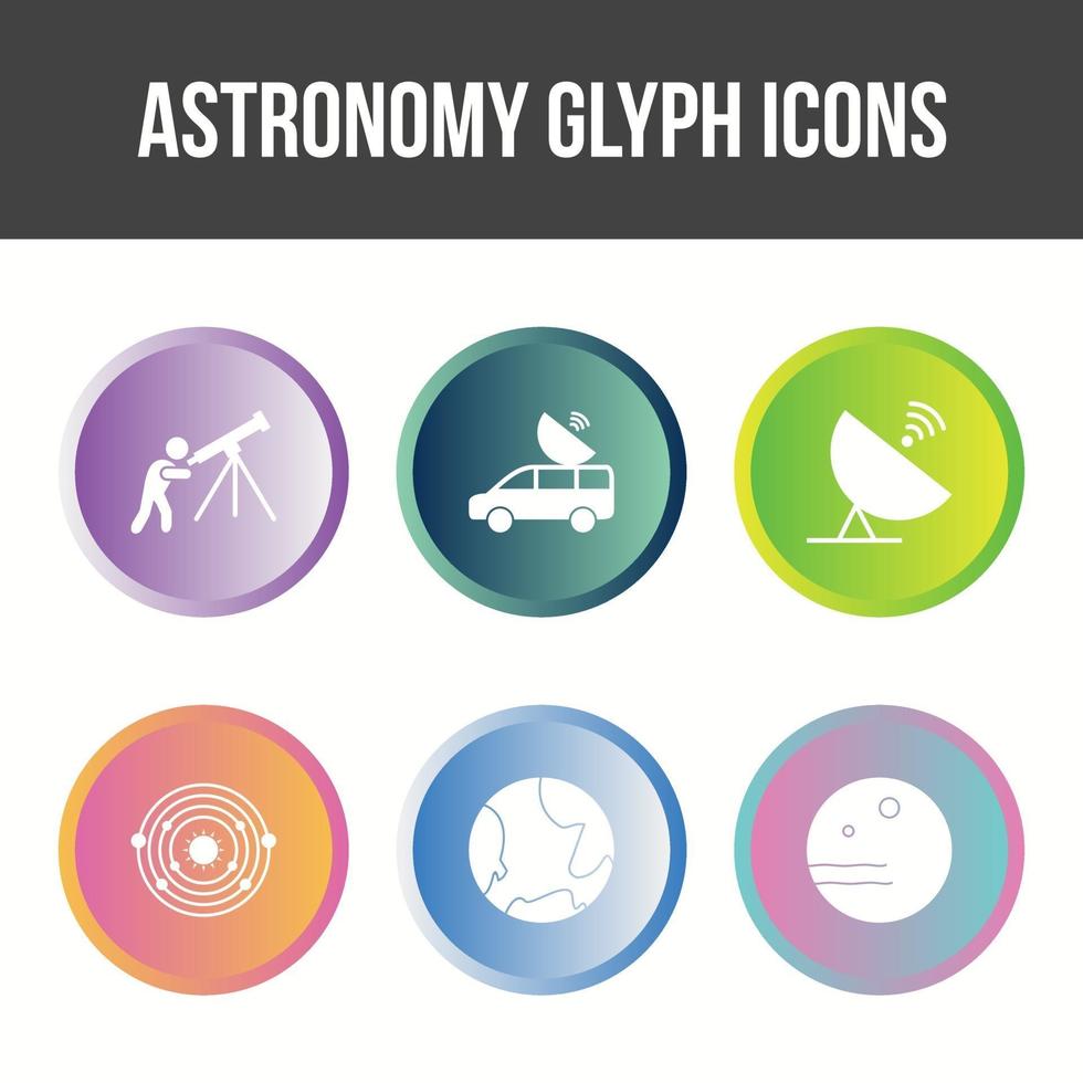Unique Astronomy Glyph Vector Icon Set