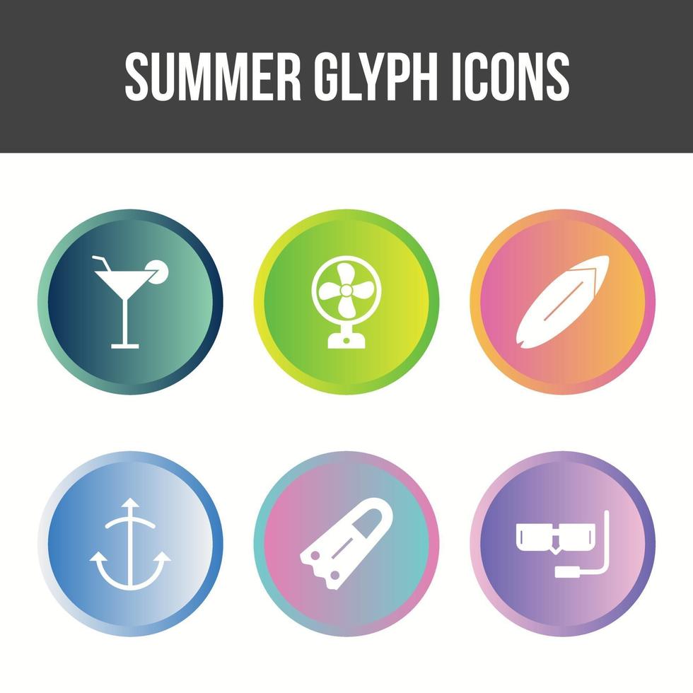 Unique Summer Glyph Vector Icon Set